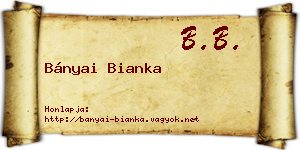 Bányai Bianka névjegykártya